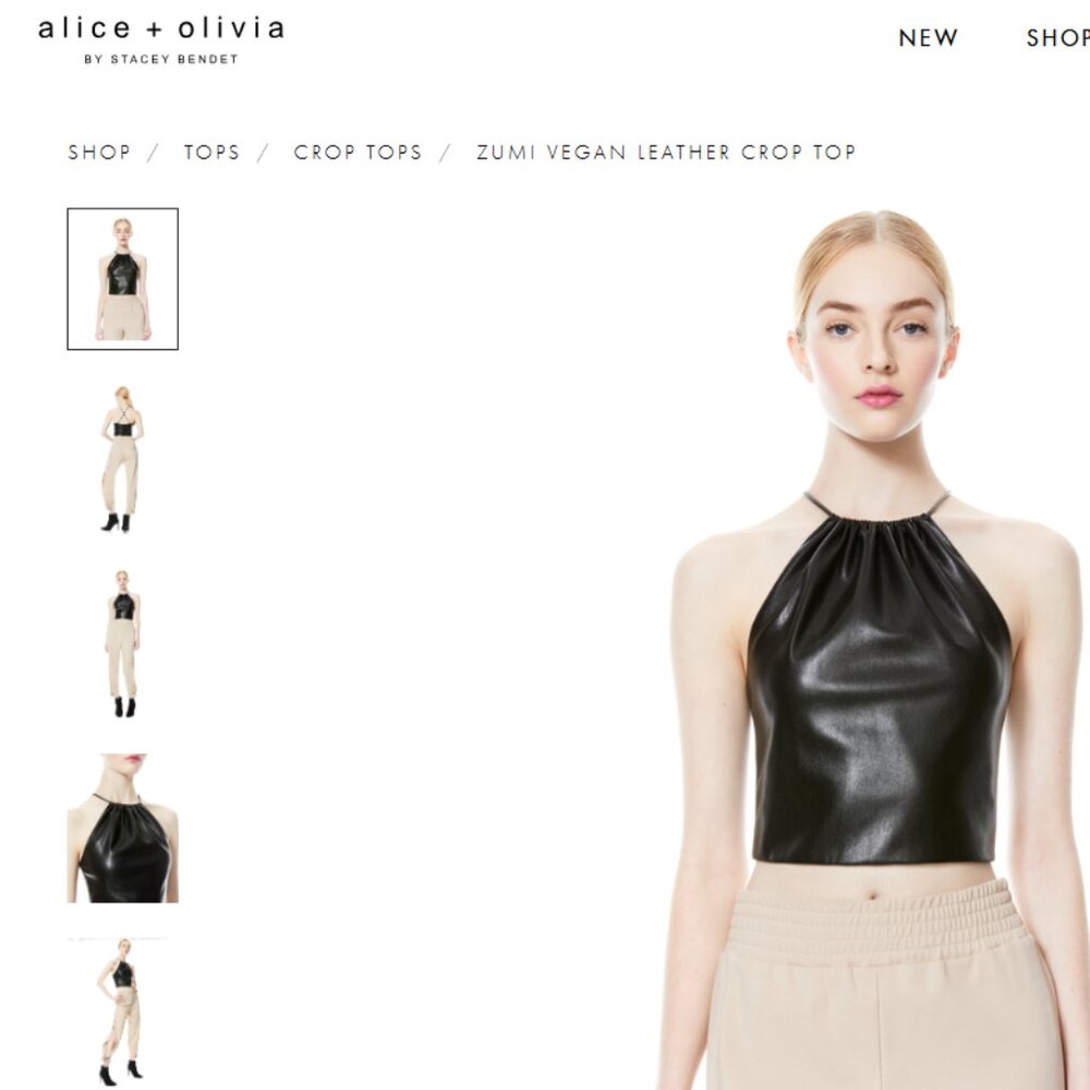 Alice + Olivia Zumi Vegan Leather Crop Top